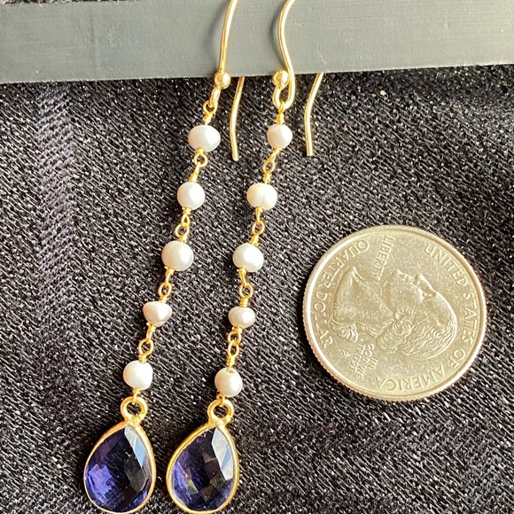 Amethyst Quartz Natural Stone Dangling Earrings for Women - Picture 6 of 9